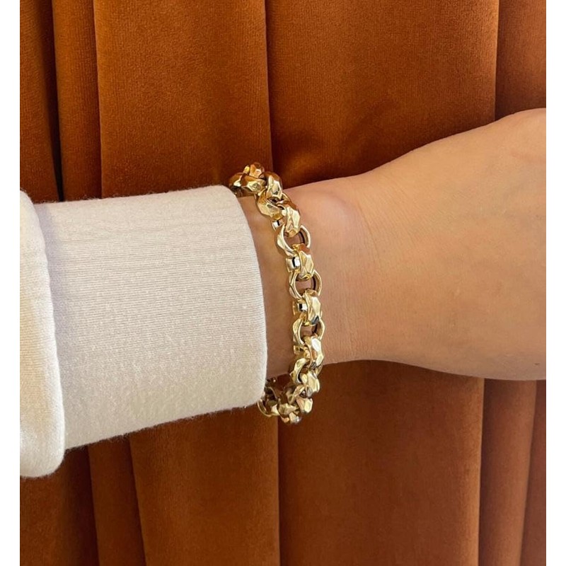 12mm Gold Filled Diamond Cut Pattern Belcher Bracelet