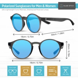 ISLANDOPTICS Capri Polarized Sunglasses (Matte Black, Blue Flash)