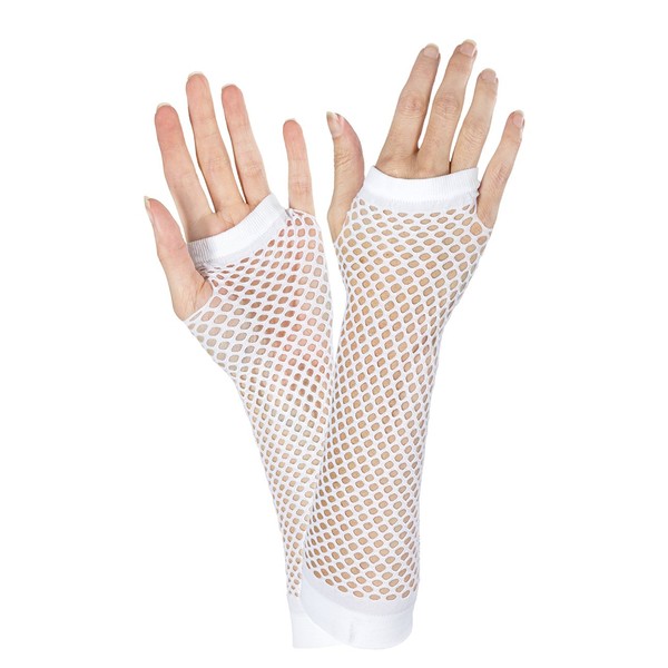 amscan White Fishnet Long Gloves