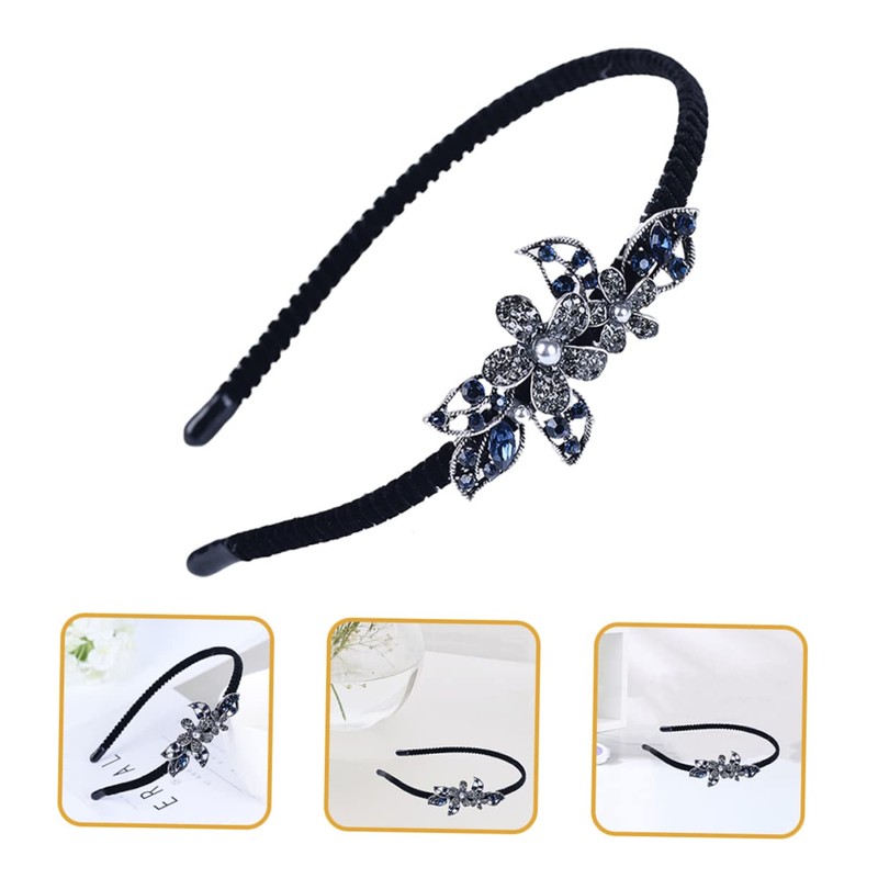 PACKOVE Rhinestone Flower Headband for Women Flexible Fit Elegant Sparkling