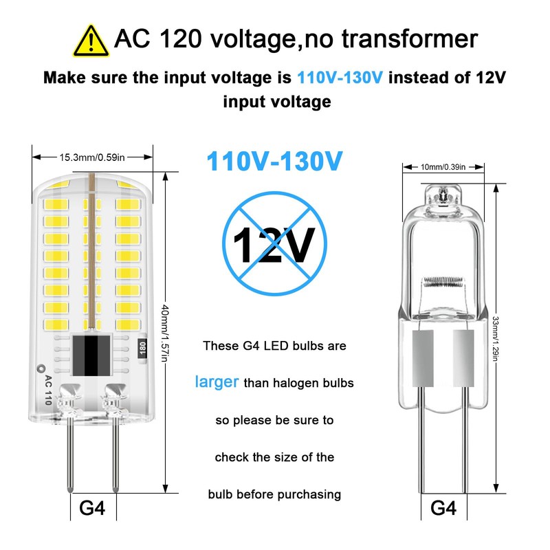 Megereet G4 LED Bulb 120V Dimmable 3W(20W 30W Halogen Equivalent)