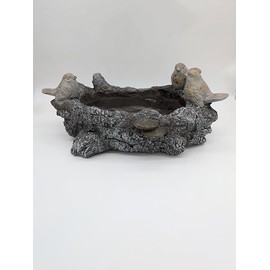 Esschert Design Bird and Mushroom Log Planter, Faux Wood