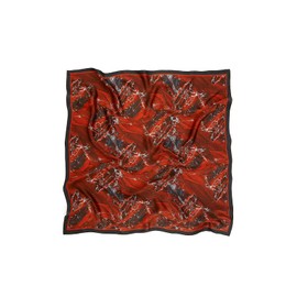 Neptune Marbling Women's Silk Square Scarf – Hand-Designed Marbled Print, Red, Black & White