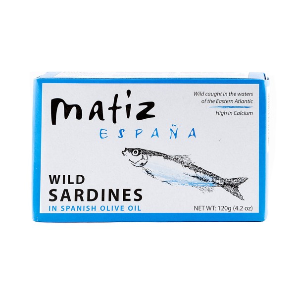 Matiz Sardines in Olive Oil, 4.2 Ounce Can (Pack of 2) Spanish Gourmet Wild Caught Natural Fish for Tapas, Snacks, or Meals, Protein Rich, Sealed Freshness