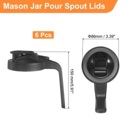 sourcing map 6 Pcs Mason Jar Pour Spout Lids with Handle 86mm Wide Mouth Flip Cap Airtight Pour Lids Seal Leak-proof Cover for Drinking Canning Jars Pouring Leak-proof, Black(150mm Height)
