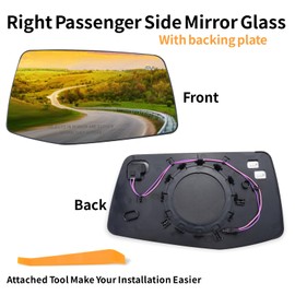 Lqito Right Passenger Side Mirror Glass Compatible with 2019-2024 Chevy Silverado 1500 GMC Sierra 1500 W/Blind Spot Heated W/backing plate (with a tool) Replace#GM1325160 84309705