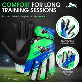 LIONCO Kids Goalkeeper Gloves-Youth Soccer Goalie Gloves for Boys& Girls Children Football Soccer Goalkeeper Gloves with 4mm Anti-Slip Latex Palm