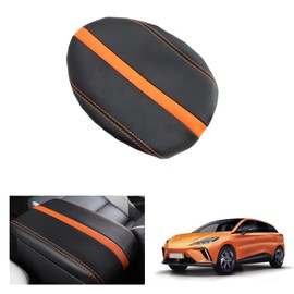 GAFAT MG 4 EV MG4 Electric 2023 2024 2025 Centre Armrest Cover, MG 4 2023 Centre Console Armrest Protection, MG4 XPower Cover, PU Microfibre Leather Padding, MG4 Accessories (Orange)