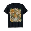 Vintage Tiger Face Leopard Print Roses Camouflage Wild Cat T-Shirt
