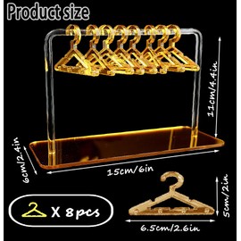 Earring Holder Stand Acrylic Earring Display Stand Mini Earring Hanger Rack with Coat Hangers Cute Jewelry Earring Hanging Organizer Ear Studs Display Rack for Girls Women (Gold)