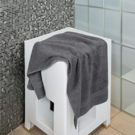 TEXCRAFT Medium Size Bath Towels Set of 6 – 100% Cotton Terry – 24" x 48" – Quick Dry, Soft & Highly Absorbent – Grey Towels for Bathroom, Gym, Spa, Pool & Daily Use