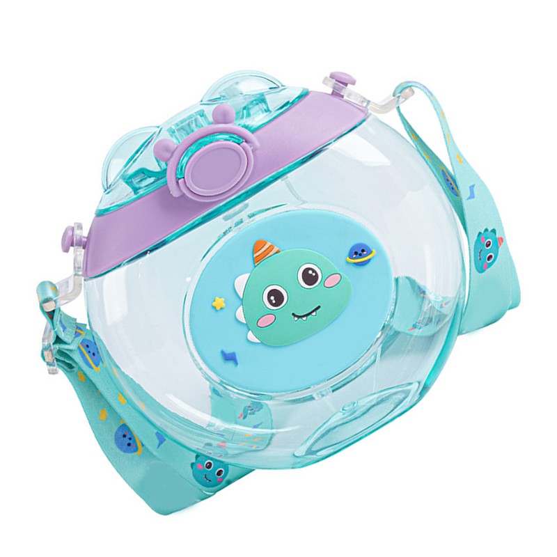 Donut Shaped Water Bottle Kids Cute Cartoon Plastic Portable Straw