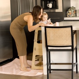 Tiny Twinkle Mess-Proof Splat Mats for Under high Chairs or Table Cover Art Projects for Baby and Toddler - Waterproof, Washable Floor or Table Splash mat 51" x 51" (Rose)