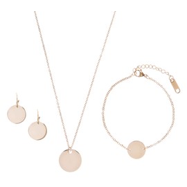 Happiness Boutique Women’s Jewellery Set in Rose Gold – Circle Chain Round Earrings and Bracelet with Circle Pendant in Delicate Design