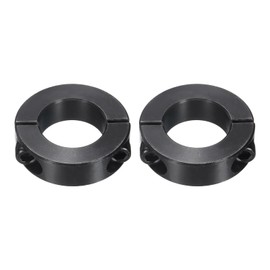 sourcing map 2Pcs Double Split Shaft Collar, 1" Bore One Piece Clamping Collar 1-3/4" OD 1/2" Thickness Black Oxide Lock Collar Clamp with Set Screws (1045 Steel)