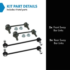 TRQ Front & Rear Sway Bar Stabilizer Link Set Compatible with 2010-2013 Hyundai Tucson 2011-2013 Kia Sportage