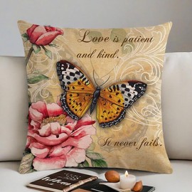 Spring Summer Butterfly Pillow Covers 18X18, Outdoor Garden Pillow Case,Flowers with Butterfly Cushion Covers for Sofa, Couch, Patio Home Summer Decoration