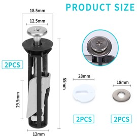 GOZINA Toilet Seat Fittings, Universal Heavy Duty Toilet Seat Fastener Bolt Kit, Toilet Seat Screws, Expansion Screws and Fixings, Easy to install (2)