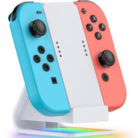 HASACOOL 2-in-1 Switch Charging Station, Gaming and Charging Switch Controller Charging Station Quick Charger with RGB Light/Overload Protection & Smart Chip, Compatible with Switch/Switch OLED