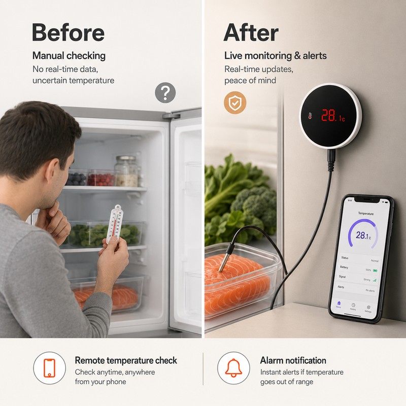 WiFi Temperature Sensor with 3m Probe for Smart Monitoring –