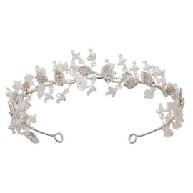 AW BRIDAL Silver Tiara for Women Flower Crown For Wedding Headband Bridal Headpieces for Wedding Day Hair Accessories for Brides(Silver)
