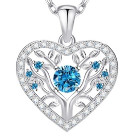 ALLNOEL Tree of Life Necklace 925 Sterling Silver Anniversary Birthday Gifts for Women Mother Grandma Necklace Family Birthstone Pendant Jewelry