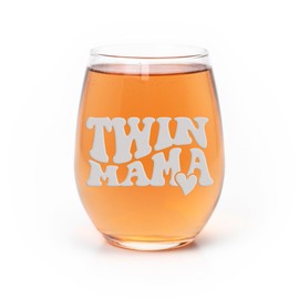 Twin Mom Stemless Wine Glass - Funny Gift for Moms of Twins - 1 Glass