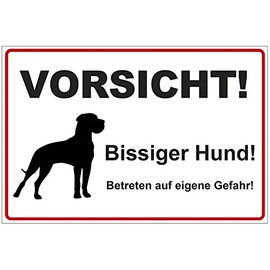 'Based on Plate 300 x 200 mm caution. Bite Dog., Stable Aluminium/Dibond – 3 mm Thick
