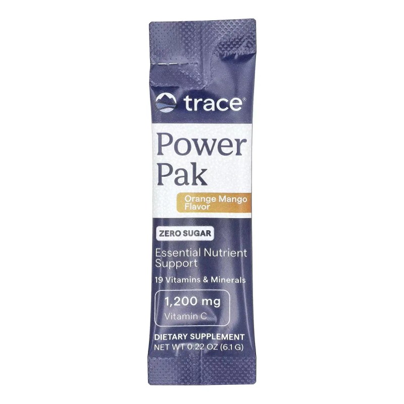 Trace Minerals Power Pak Cero Azúcar 30sachets, 183g Sabor Naranja-mango