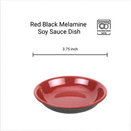 JapanBargain, Set of 4 Dipping Bowls, 3.75" Round Sauce Dishes, Black & Red Melamine Seasoning Bowls for Soy Sauce, Wasabi, Appetizers, Condiments, Small Snack/Side Dish Plates for Home & Restaurant