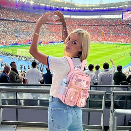 Clear Backpack for Stadium Events 12×12×6 in Mini Clear Bag Transparent School Bookbag for Kids Girls Women with Thicken Shoulder Straps for Concert, Sporting Events, School, Festival, Pink