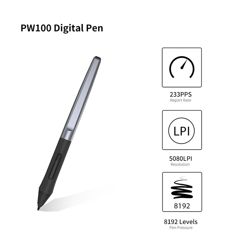 Huion PW100 Digital Pen Battery-free Digital Pen with 2 Programmable