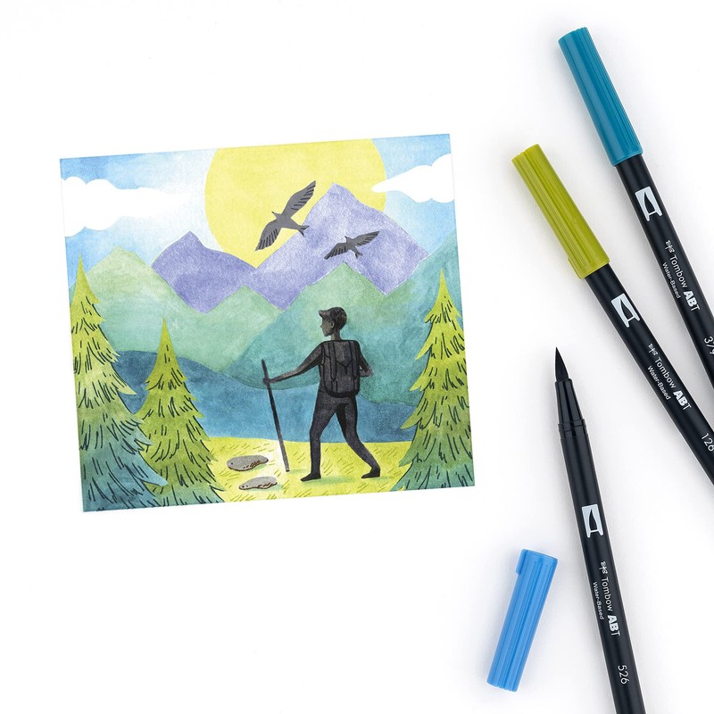 Tombow 56169 Dual Brush Pen Art Markers, Landscape, 10-Pack. Blendable,