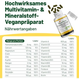Vegan Multivitamins & Minerals, 180 Tablets, B12, D3 & K2, 6-Month Supply
