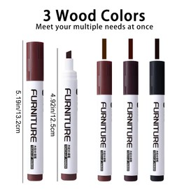 BOPOVA Furniture Markers Touch Up, Scratch Repair Kit, 3 Color Wood Markers for Scratches, Stains, Floors, Tables, Desks, Cabinets, Bedposts (Brown, Reddish Brown, Chestnut)