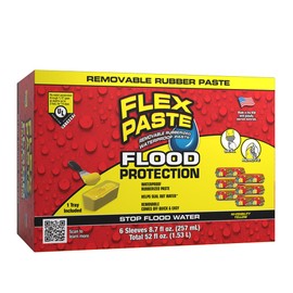 Flex Paste Flood Protection, Wrapped Sleeve, (6) 8.75 oz, Waterproof Rubberized Paste, Removable, Use on Windows, Doors, Garage Doors, Seams, Casings, Thresholds, Conduits, Vents, Ducts, and More