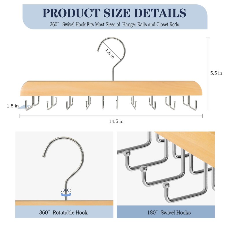 2 Pack Tie Rack Belt Hanger for Closet Fitnice Upgraded