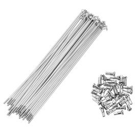 A ABSOPRO Bike Bicycle Spokes 14G 165MM Mountain Bike Spokes Carbon Steel Silver Tone 36Pcs