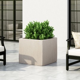 Christopher Knight Home Vanessa Outdoor Modern Large Cast Stone Square Planter, White, 21.50 D x 21.50 W x 18.75 H