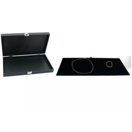 FindingKing Black Jewelry Display Case (Single metal clasp) w/ Black Velvet Display Tray