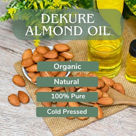 Dekure Sweet Almond Oil, 100% Pure Cold Pressed, Organic Natural Vegan, 120ml, for Hair and Skin Care