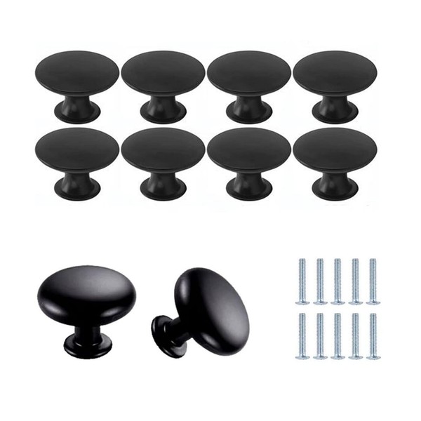 Drawer Knobs, Pack of 10 Furniture Knobs, Matt Black Drawer