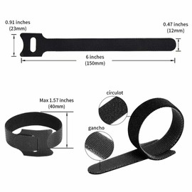 60 PCS 6 Inches Reusable Cable Ties, Adjustable Cord Straps, Cable Organizer, Cord Wrap and Hook Loop Cords Management (60, Six colors-6inch)