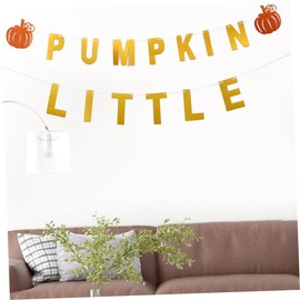 jojofuny 1set Thanksgiving Little Pumpkin Banner Glittery Bunting Photo Prop for Autumn Parties Hanging Flag for Festive Decor Made of Material