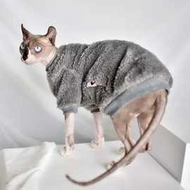 Warm Pet Sweater Sphynx Cat Clothes Fashion Soft Cat Apparel Comfort Thickened Winter Sphinx Hairless Cat Clothes (S)