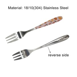 Pinenjoy 4Pcs Dessert Fork with Cute Pattern Printing 18/10(304) Stainless Steel Fruit Fork 5.5inch Appetizer Fork for Baby Home Party Banquet Wedding