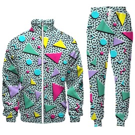 Arssm Retro 80s 90s Outfit Sets for Men Vintage Jacket and Joggers Sweatpants 80s Tracksuit Streetwear(Green-L)