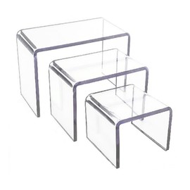 Generic T'z Tagz New 3 Piece Crystal-Clear Acrylic Showcase Riser Display Stand Set