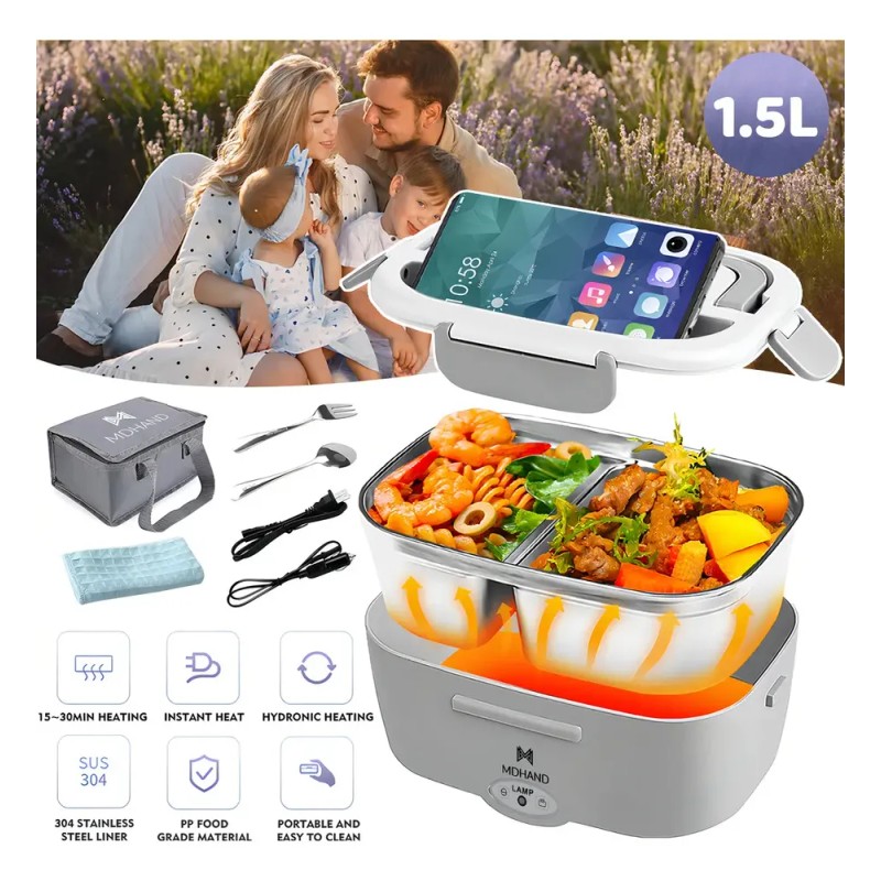 Fiambrera Eléctrica HYsmart 1.5L 40W Portátil 3 en 1 con