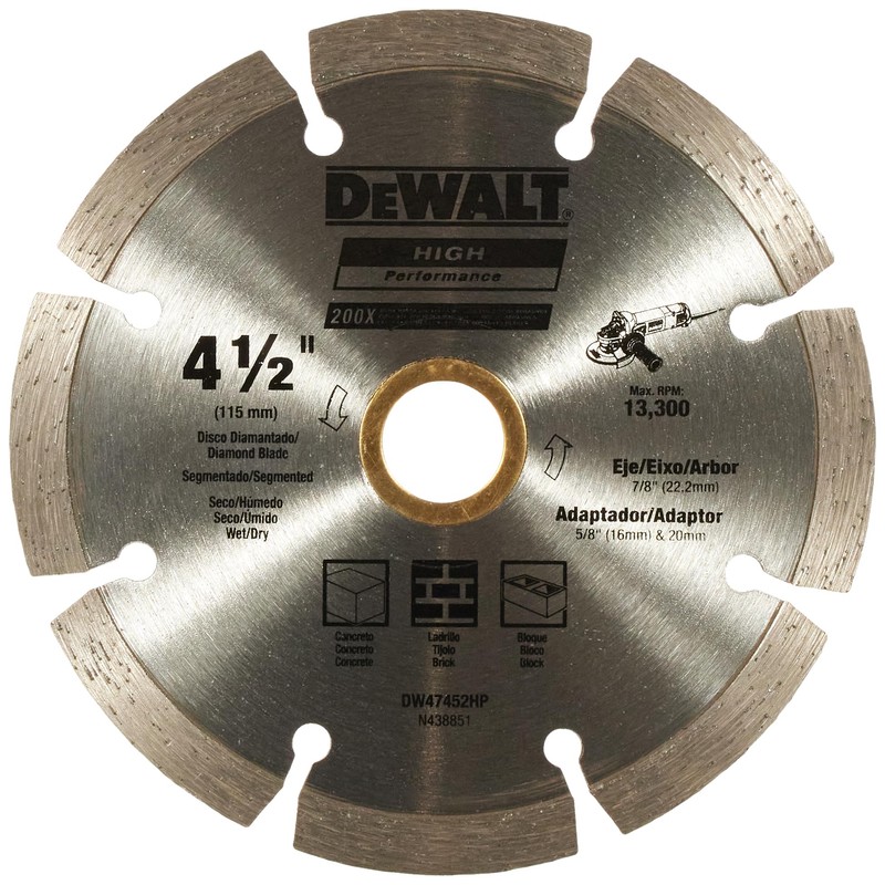 DEWALT DW47452HP Disco Diamantado Segmentado 4-1/2 x 7/8 x 5/8